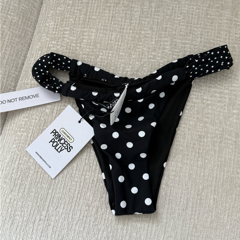 New with tags - Jenner High Side Bikini Bottom Black / Polka Dot